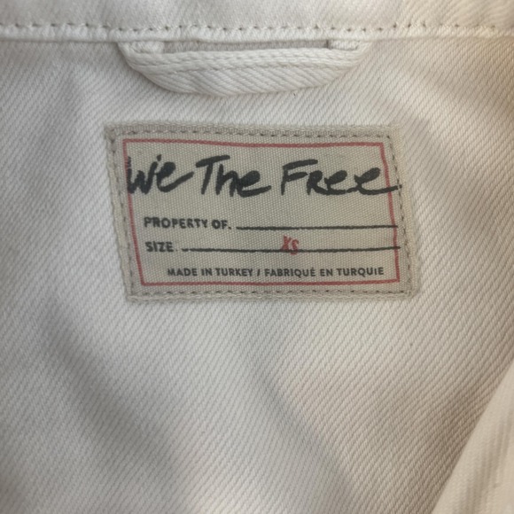 We The Free Jean Jacket Free People Womens XS Cream Denim Trucker Button Front - Picture 3 of 15